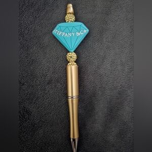 Lixury Inspired Gold Pen with Teal Diamond Top